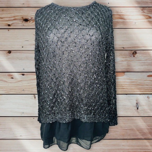 No brand / Not sure Sweaters - F1 John Fashion sequin sweater black sheer open back medium women's